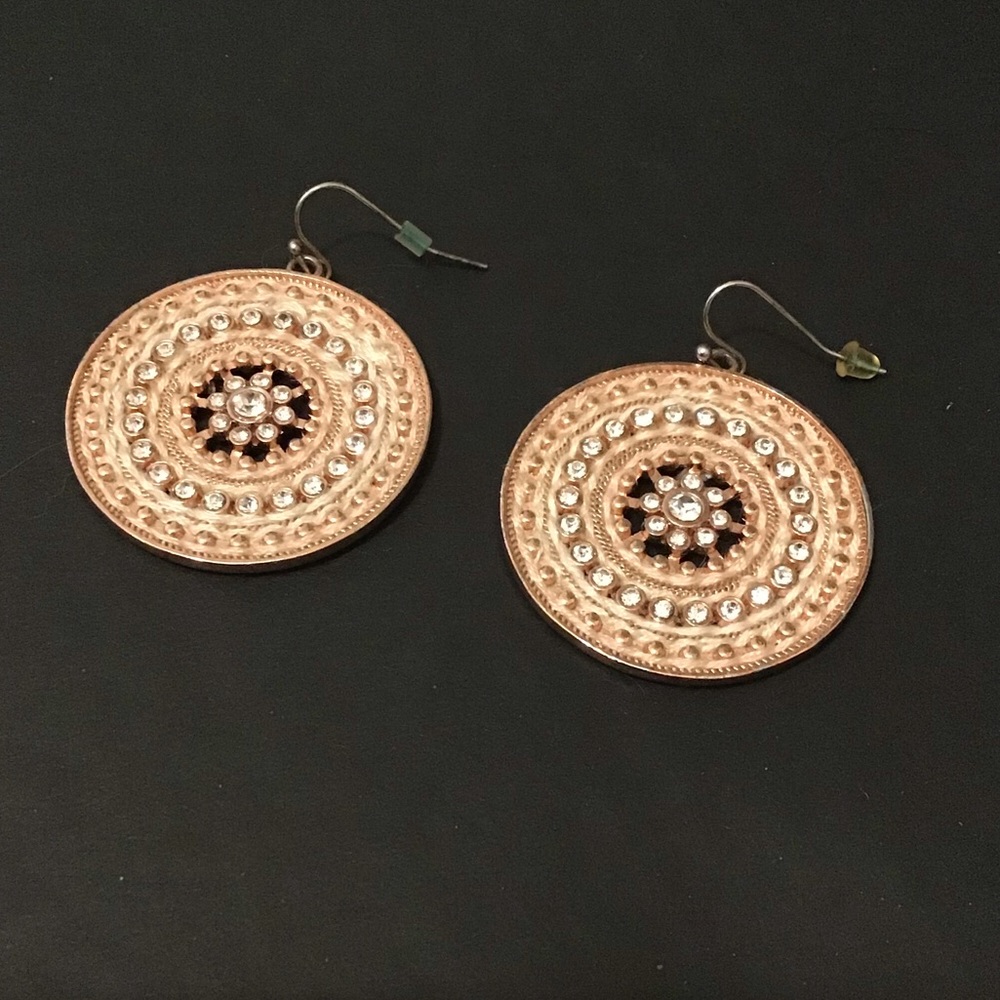 Jessica Simpson Silver & Peach Medallion Earrings